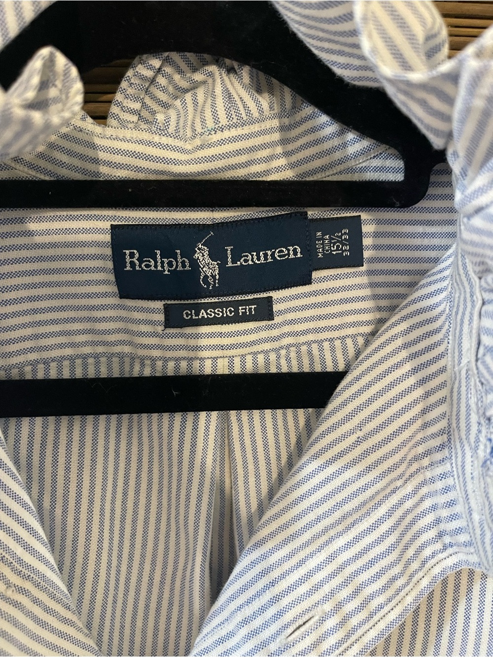 Upcycled Ralph Lauren Light Blue & White Pinstripe Cotton Button-Up Shirt - Picture 2 of 5